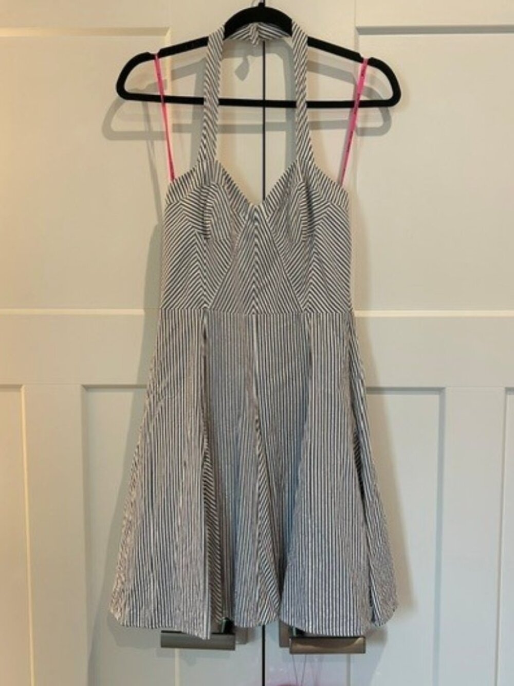 BETSEY JOHNSON Halter Neck Striped Fit n Flare Dress